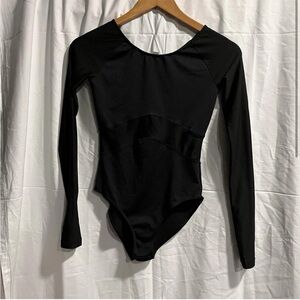 Forever 21 Women Top X-Small Black Cotton Blend Long Sleeve Regular Fit Bodysuit